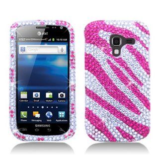 Aimo SAMI577PCLDI686 Dazzling Diamond Bling Case for Samsung Galaxy Exhilarate   Retail Packaging   Zebra Hot Pink/White: Cell Phones & Accessories