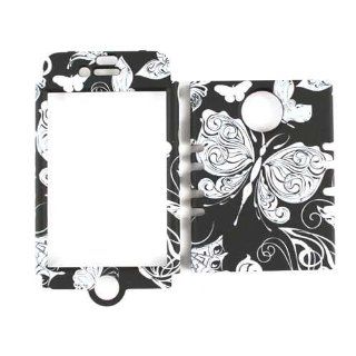 Cell Armor IPHONE4G RSNAP TE585 Snap On Case for iPhone 4/4S   Retail Packaging   White Butterflies/Black: Cell Phones & Accessories