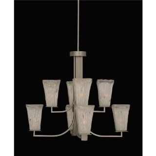 Toltec 578 gp 631 Apollo 8 Light Chandelier Shown In Graphite Finish With 5 Square Frosted Crystal Glass    
