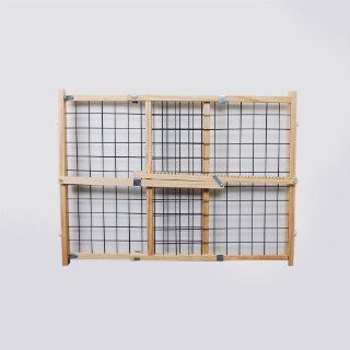 Welland Clear Lacquer Wood Sliding Wire Mesh Dog Pet Gate : Pet Door Barrier Systems : Pet Supplies