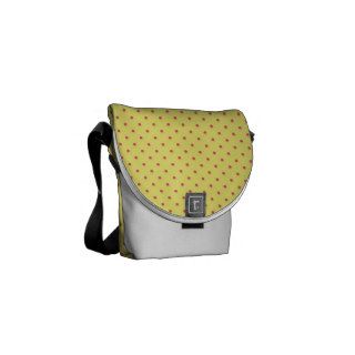 Girly Cute Pink Polka Dots Yellow Background Courier Bag