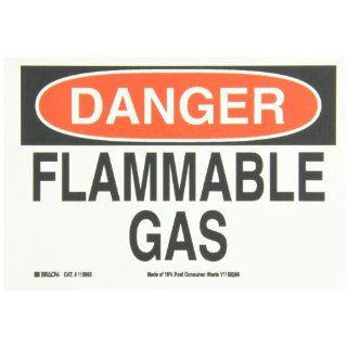 Brady 115993 10" Width x 7" Height B 586 Paper, Red And Black On White Color Sustainable Safety Sign, Legend "Danger Flammable Gas" Industrial Warning Signs