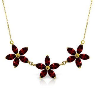 14K 18" Yellow Gold Lei Garnet Necklace: Jewelry