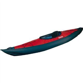 Swing   Single Inflatable Kayak in Red Deck / Black Hull : Sports & Outdoors