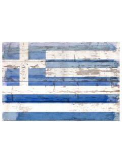 Greek Flag (Reclaimed Wood) by Parvez Taj