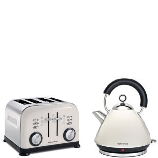 Morphy Richards 4 Slice Accents Toaster   White and Accents Traditional Kettle   White      Homeware