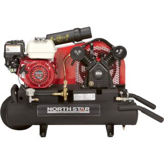 NorthStar® Gas-Powered Air Compressor — Honda GX160 OHV Engine, 8-Gallon Twin Tank, 13.7 CFM @ 90 PSI  Gas Powered Air Compressors