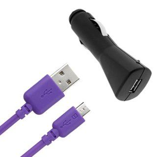 EZOPower Purple 10 Ft USB Data Sync & Charge Micro USB Cable + USB Car Charger Adapter for HTC One mini 2, Desire 610, One (M8)/ (M7), Desire / Desire 601, One Max, One Mini and more Cell Phones & Accessories