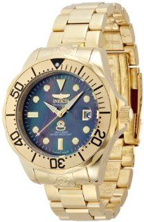 Invicta Men's 13940 Pro Diver Black Mother of Pearl Dial Gold Tone Bracelet Watch: Invicta: Watches