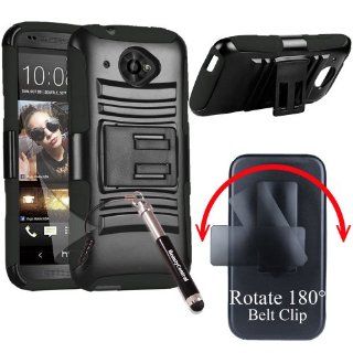 3 in 1 Bundle HTC Desire 601 ZARA (Virgin Mobile) Shell Heavy Duty Combo Holster Case with Viewing Stand & Belt Clip   Black/Black (Package include Premium Screen Protector + Ultra Sensitive Stylus Pen by BeautyCentral): Cell Phones & Accessories
