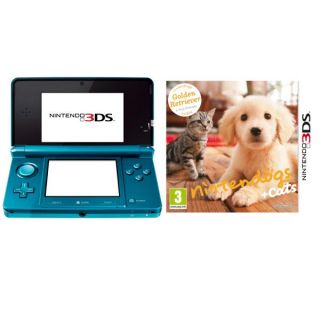 Nintendo 3DS Console (Aqua Blue) Bundle: Includes Nintendogs and Cats (Golden Retriever and Friends)      Games Consoles