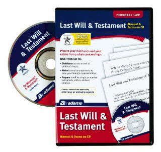 Adams Prepare A Last Will and Testament Software, CD Version includes e Book (ALC602) : Legal Forms : Office Products