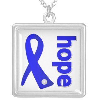 Anal Cancer Hope Blue Ribbon Personalized Necklace