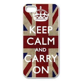 KEEP CALM AND Carry On UK Flag (White) Case for iPhone 5 / iPhone 5 Case Hard Cases / iPhone 5 Design and Made to Order / Custom Case: Cell Phones & Accessories