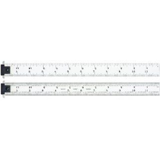 Starrett DH604R 12 Spring Tempered Steel Rule With Inch Graduations, Adjustable Double Hook, 4R Style Graduations, 12" Length, 1" Width, 3/64" Thickness Construction Rulers
