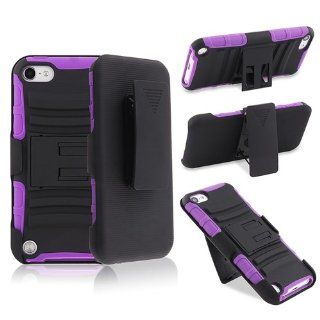 eForCity Hybrid Stand Case with Holster Compatible with Apple® iPod touch® 5th Generation, Purple Skin / Black Hard: MP3 Players & Accessories