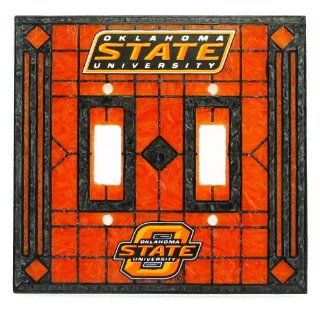 Oklahoma State Cowboys   NCAA Art Glass Double Switch Plate Cover : Table Lamps : Sports & Outdoors