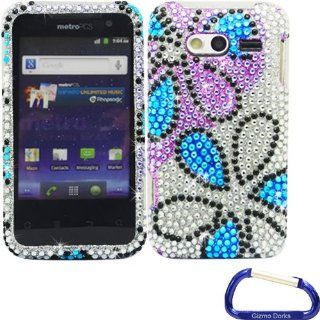 Gizmo Dorks Hard Diamond Skin Case Cover for the Huawei Activa 4G M920, Blue Purple Silver Flower: Cell Phones & Accessories