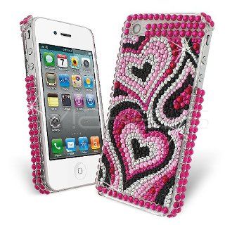 Femeto Magenta Heart Shades Diamante Case Cover for Apple iPhone 4S / iPhone 4  Apple iPhone 4S Case Rhinestone Setting Bling Glamour [For Her] Rigid Fit Tough Shell Style Clip on: Cell Phones & Accessories