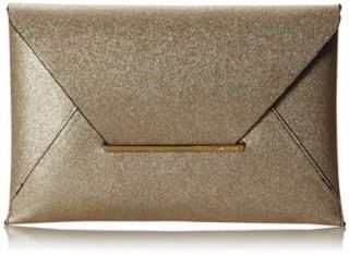 BCBG Harlow Signature Envelope Clutch, Gold, One Size: Shoes
