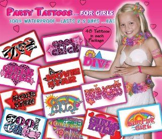 Temporary Tattoos, Girls Party Pack, 48 Count Packages (Pack of 2): Health & Personal Care