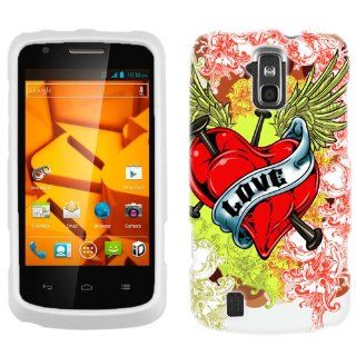 ZTE Sprint Force Love Heart Tatto on White Phone Case Cover Cell Phones & Accessories