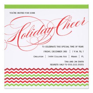 Fancy Script and Chevron Holiday Party Invitation