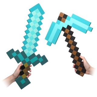 Minecraft Foam Diamond Sword and Pickaxe