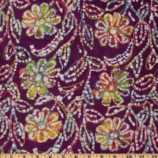 44'' Wide Embroidered Batik Floral Purple/Multi Fabric By The Yard