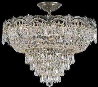 Crystorama Lighting Group 1485 CL Five Light Solid Cast Brass Ornate Crystal Semi Flush Mount Ceiling Fixture, Historic Brass / Swarovski Strass   Chandeliers  