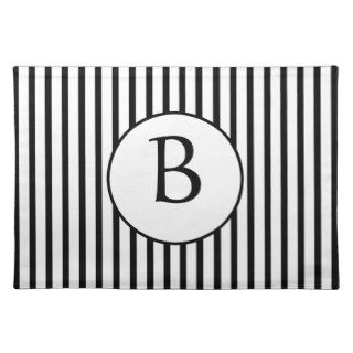 Black and White Stripes Monogram Placemat