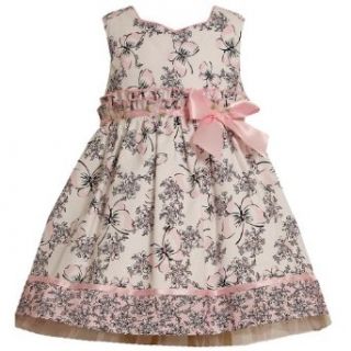 Size 2T, Black/White, BNJ 8038R, Black/White and Pink Butterfly Floral Toile Print Dress, Bonnie Jean Todders Flower Girl Easter Party Dress: Playwear Dresses: Clothing