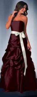 NEW Bill Levkoff Bridesmaid Dress Style #628, Size 6, Wine/Ivory Sash: Everything Else