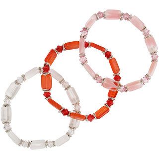 NEXTE Jewelry Red, White and Pink Crystal/ Czech Glass Stretch Bracelets (Set of 3) NEXTE Jewelry Crystal, Glass & Bead Bracelets