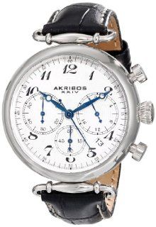 Akribos XXIV Women's AK630BK Retro Silver Tone Stainless Steel Black Leather Strap Watch at  Women's Watch store.