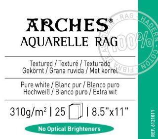 Canson Arches Aquarelle Rag, Textured Pure White, Watercolor Matte Inkjet Paper, 310gsm, 8.5x11", 25 Sheets : Inkjet Printer Paper : Electronics