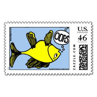 OOPS upside down funny fish cartoon POST STAMP