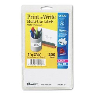 Avery Print or Write Labels for Laser and Inkjet Printers, 1 x 2.625 Inches, White, Pack of 200 (5105) : All Purpose Labels : Office Products