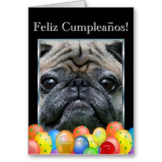 Feliz Cumpleaños Happy Birthday Pug Dog  card