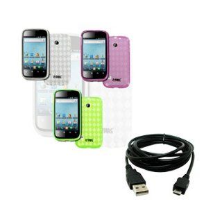 EMPIRE Huawei Ascend 2 M865 Pack of 3 Poly Skin Case Cover (Clear, Hot Pink, Neon Green) + USB 2.0 Data Cable [EMPIRE Packaging] Cell Phones & Accessories