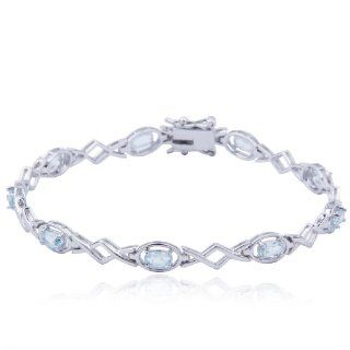 Sterling Silver Blue Topaz Bracelet, 7.25" Jewelry