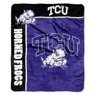 NCAA TCU Horned Frogs 50 Inch by 60 Inch Raschel Plush Throw "School Spirit" Design : Sports Fan Automotive Flags : Sports & Outdoors