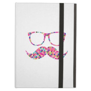 Funny Girly Pink Abstract Mustache Hipster Glasses iPad Covers