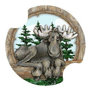 Big Sky Moose Carsters   Coasters for Your Car: Kitchen & Dining