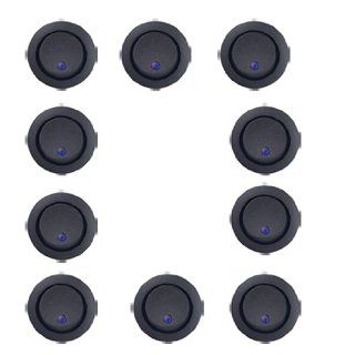 10x Round Rocker Toggle Switch Blue LED On Off Control SPST 12v 16A Switch for Car truck Boat : Automotive Electronic Security Products : Car Electronics