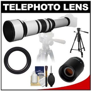 Samyang 650 1300mm f/8 16 Telephoto Lens (White) with 2x Teleconverter (=650 2600mm) + 58" Tripod Kit ffor Sony Alpha DSLR SLT A35, A37, A55, A57, A65, A77 Digital SLR Cameras : Camera Lenses : Camera & Photo