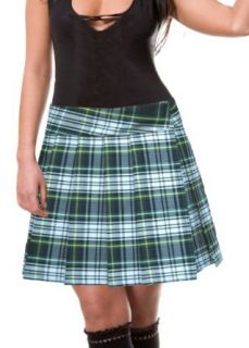 Green and White Schoolgirl Tartan Plaid Pleated Skirt Edinburgh Junior Long at  Womens Clothing store: