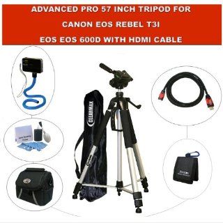 Advanced Pro 57 inch tripod for Canon EOS Rebel T3i, Canon EOS 600D with HDMI Cable, Case and Memory Card Wallet : Camera & Photo