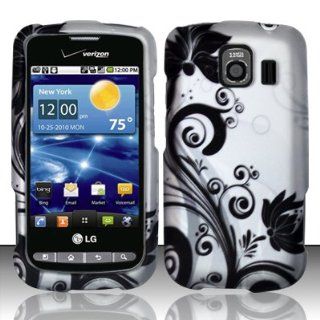 Black Flowers Hard Snap On Case Cover Faceplate Protector for LG Vortex VX660 + Free Texi Gift Box Cell Phones & Accessories