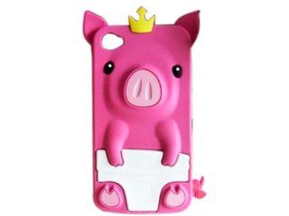 Peach 3D Pig Cartoon Animal Silicone Case Cover for iPhone 4 4G 4S: Cell Phones & Accessories